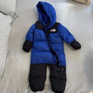 The North Face Blue and Black toddler Puffer Snowsuit